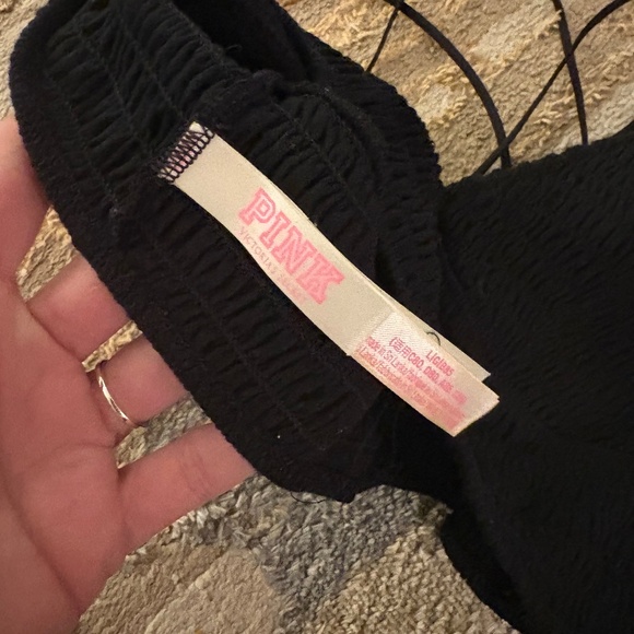 Victoria's Secret Women Size L PINK Smocked Strappy Triangle Bralette Black - Picture 2 of 3
